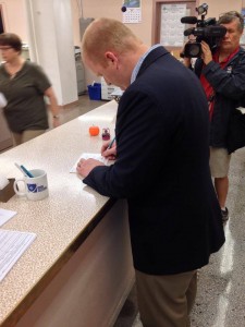 "Proud to cast my vote today. Thanks to everyone who has lifted up our campaign. Please join me in bringing the spirit of service above self to Congress: vote!"