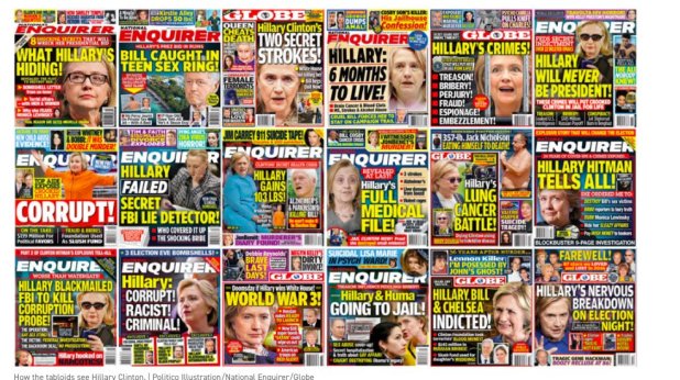 how the National Enquirer covered Hillary Clinton