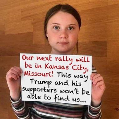 Greta T hides from Trump