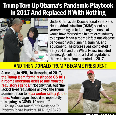 Trump tore up Obama pandemic play book