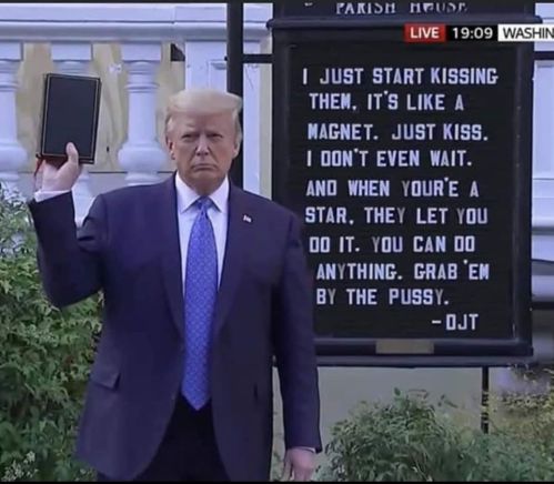 sign at the church Trump abused