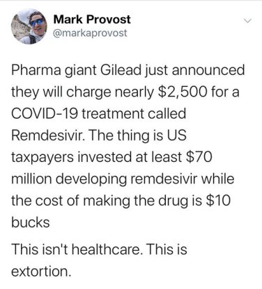 remdesivir is extortion